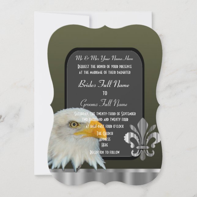 Patriotic American eagle army wedding Invitation (Front)