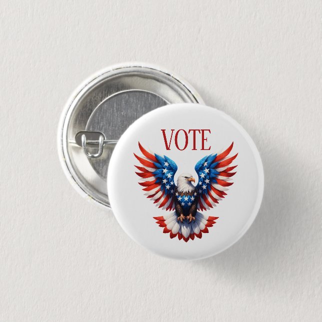 Patriotic American Eagle Button (Front & Back)