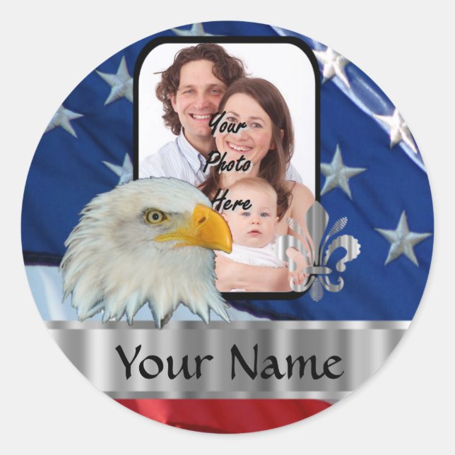 Patriotic American eagle Classic Round Sticker (Front)