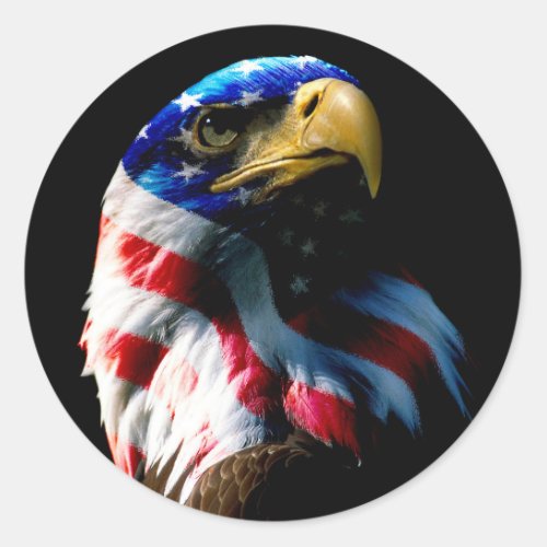 Patriotic American Eagle Classic Round Sticker