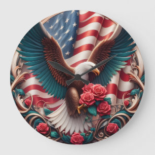 Patriotic American Eagle Clock
