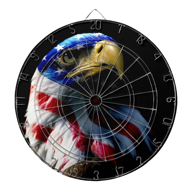Patriotic American Eagle Dartboard With Darts (Front)