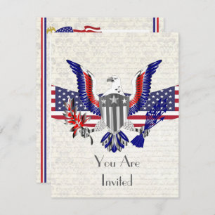 Patriotic American eagle, flag and shield Invitation