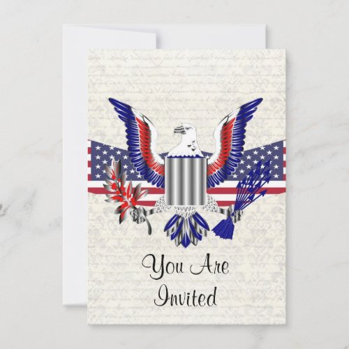 Patriotic American eagle  flag Invitation