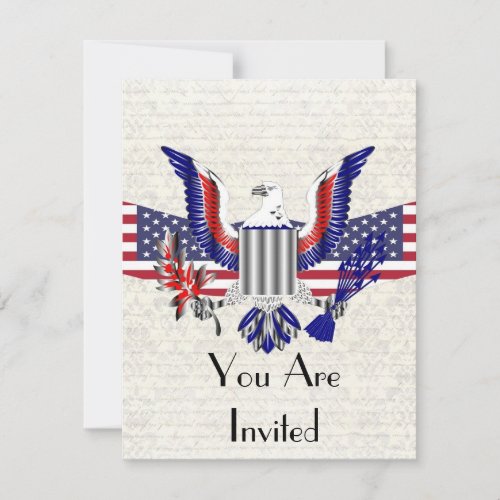 Patriotic American eagle &amp; flag Personalized Invites