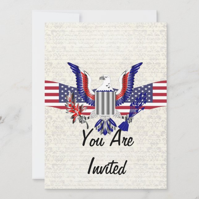 Patriotic American eagle & flag Invitation (Front)