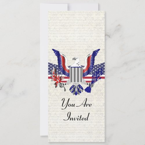 Patriotic American eagle  flag Invitation