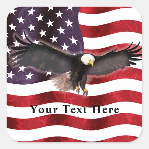 Patriotic American Eagle Flag Square Sticker