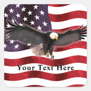 Patriotic American Eagle Flag Square Sticker