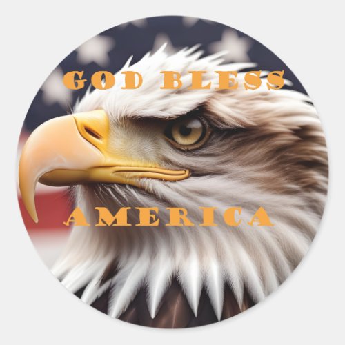 Patriotic American eagle God bless America Classic Round Sticker