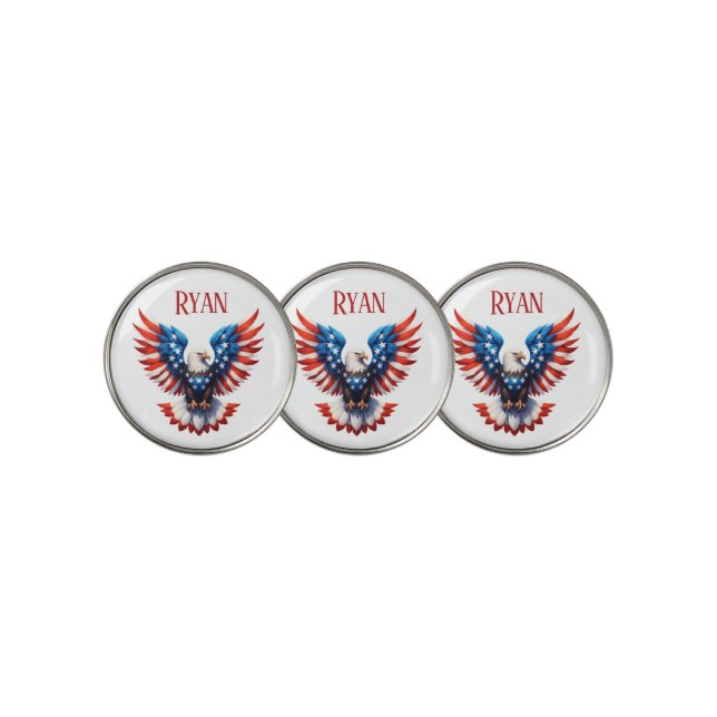 Patriotic American Eagle Golf Ball Marker (3 Up)