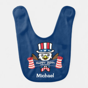 Patriotic American Eagle Happy 250th Anniversary Baby Bib