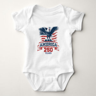 Patriotic American Eagle Happy 250th Anniversary Baby Bodysuit