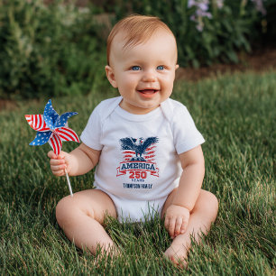 Patriotic American Eagle Happy 250th Anniversary Baby Bodysuit