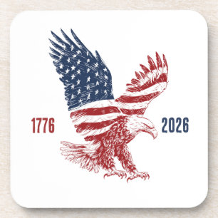 Patriotic American Eagle Happy 250th Anniversary Beverage Coaster