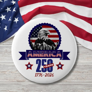 Patriotic American Eagle Happy 250th Anniversary Button
