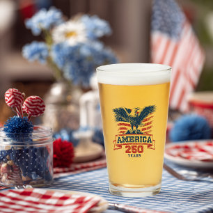 Patriotic American Eagle Happy 250th Anniversary Glass