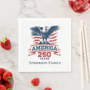 Patriotic American Eagle Happy 250th Anniversary Napkins