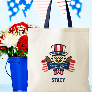 Patriotic American Eagle Happy 250th Anniversary Tote Bag