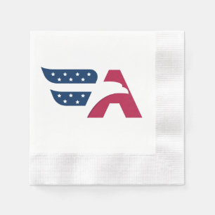 Patriotic American Eagle Letter A Flag Napkins
