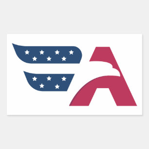Patriotic American Eagle Letter A Flag Rectangular Sticker