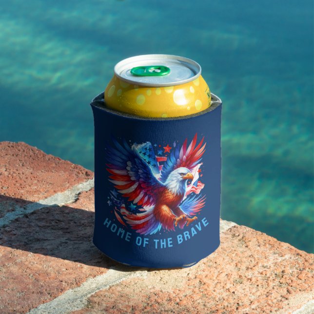 Patriotic American Eagle Red White Blue Can Cooler (In Situ Pool)