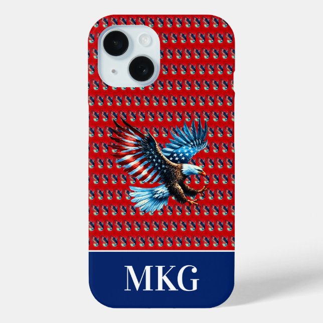 Patriotic American Eagle Red White Blue Case-Mate iPhone Case (Back)