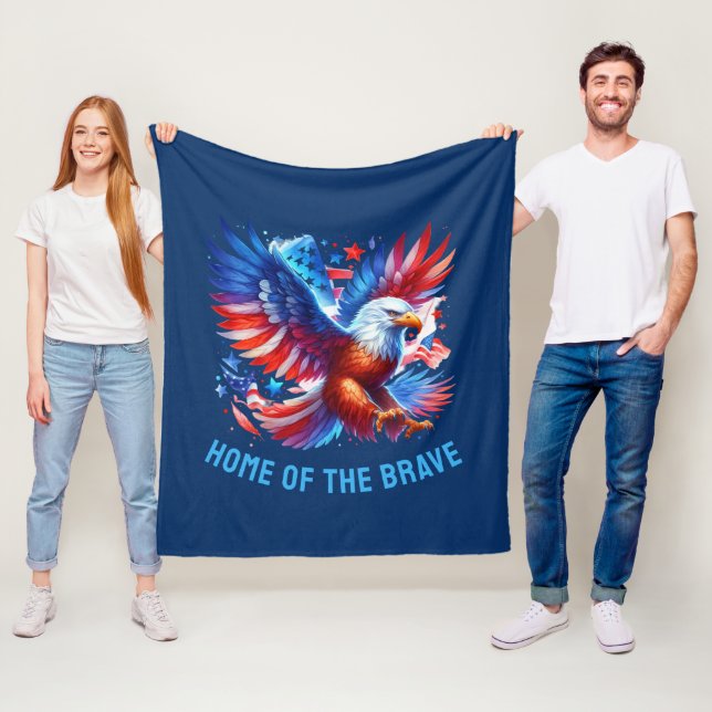 Patriotic American Eagle Red White Blue Fleece Blanket (In Situ)