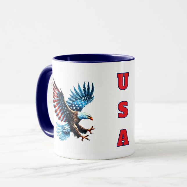 Patriotic American Eagle Red White Blue Mug (Front Left)