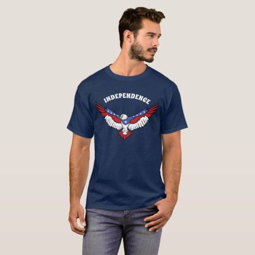 Patriotic American Eagle Red White Blue Stars T_Shirt