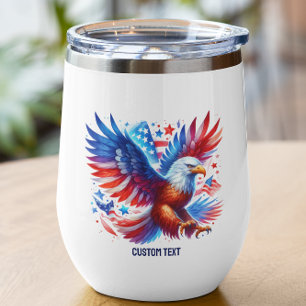 Patriotic American Eagle Red White Blue Thermal Wine Tumbler