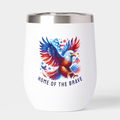 Patriotic American Eagle Red White Blue Thermal Wine Tumbler