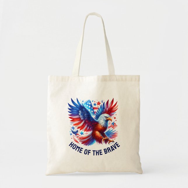 Patriotic American Eagle Red White Blue Tote Bag (Front)