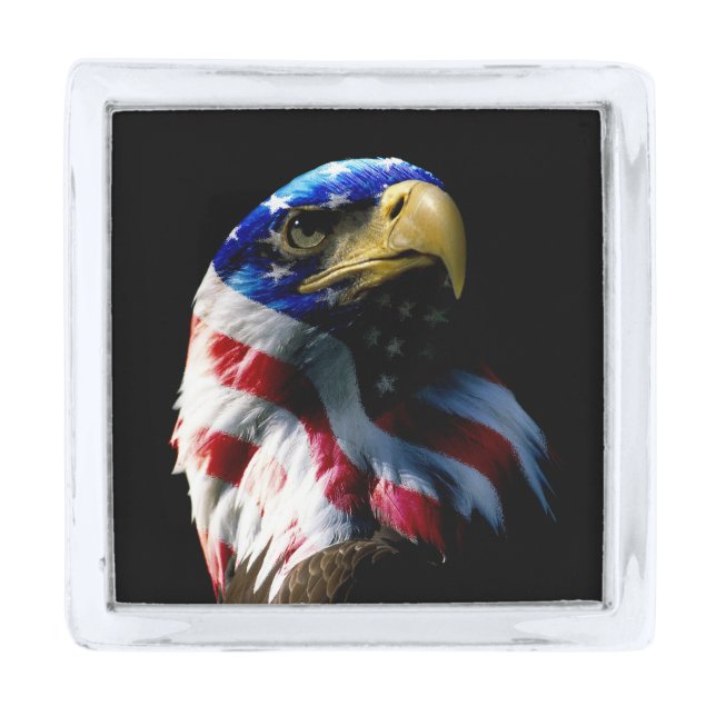 Patriotic American Eagle Silver Finish Lapel Pin (Front)