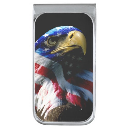 Patriotic American Eagle Silver Finish Money Clip