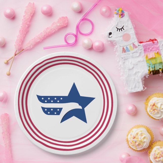 Patriotic American Eagle Star Paper Plates (Party)
