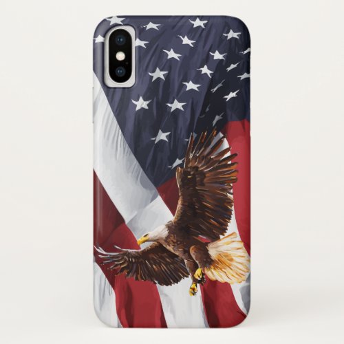 Patriotic American Eagle Stars And Stripes iPhone XS Case