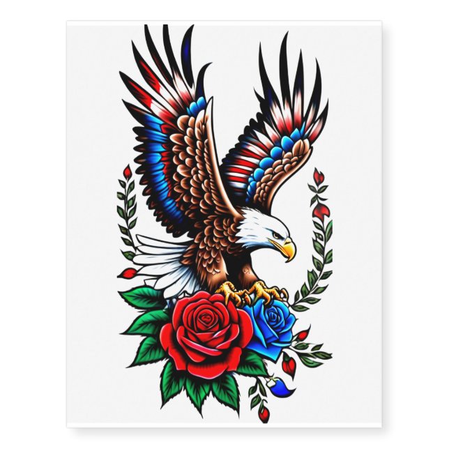 Patriotic American Eagle Temporary Tattoos (Front)