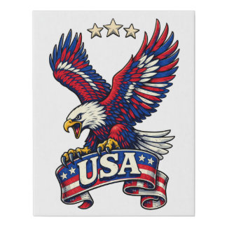 Patriotic American Eagle USA Faux Canvas Print