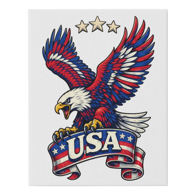 Patriotic American Eagle USA Faux Canvas Print (Front)