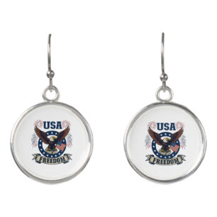Patriotic American Eagle USA Freedom Earrings