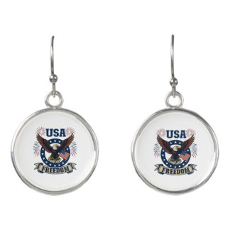 Patriotic American Eagle USA Freedom Earrings