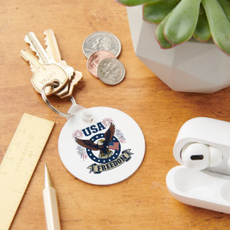 Patriotic American Eagle USA Freedom Keychain