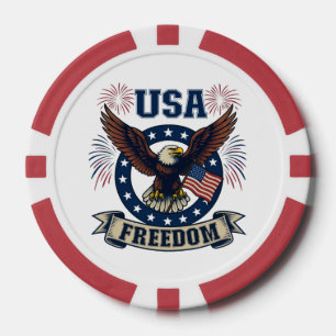 Patriotic American Eagle USA Freedom Poker Chips