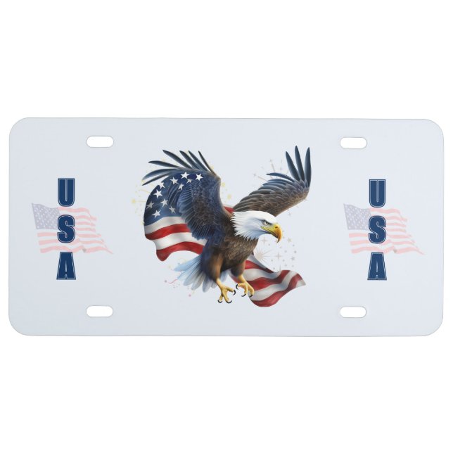 Patriotic American Eagle USA License Plate (Front)