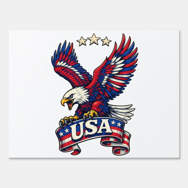 Patriotic American Eagle USA Sign (Back)