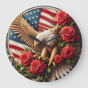 Patriotic American Eagle Wall Clock