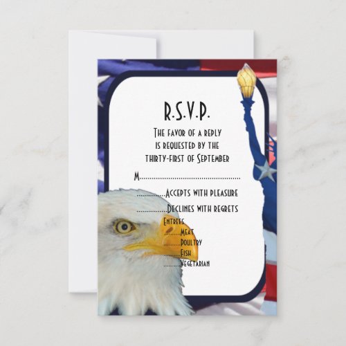 Patriotic American eagle wedding RSVP RSVP Card