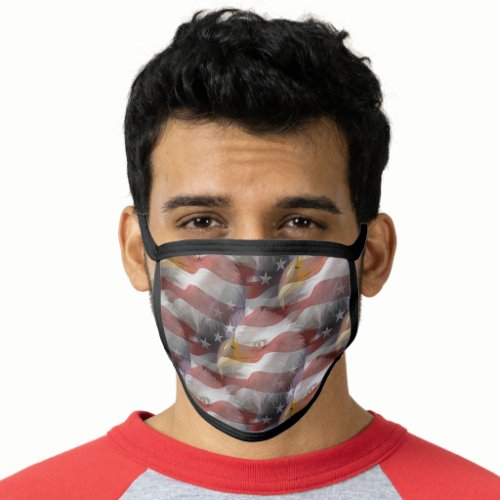 Patriotic American Eagles  Flags Collage Pattern Face Mask