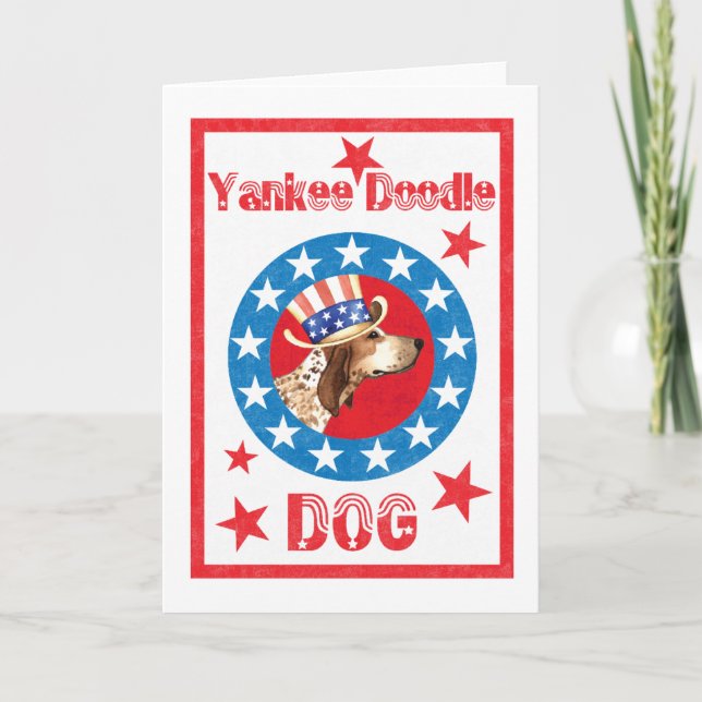 Patriotic American English Coonhound Card (Front)